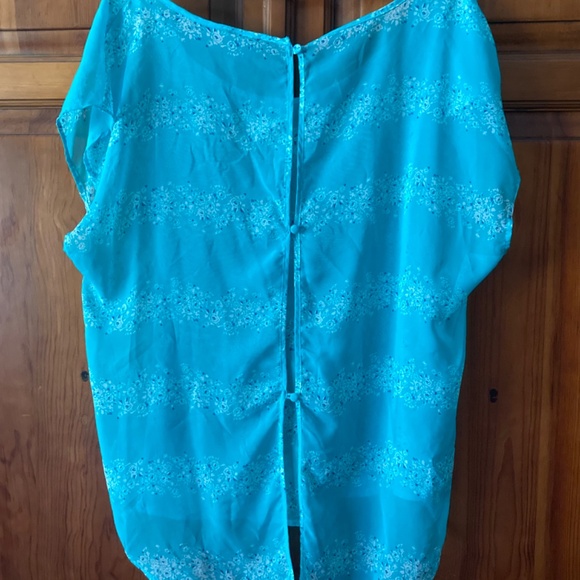 Torrid Chiffon Semi Sheer Blue Blouse Size 1 - Picture 2 of 2